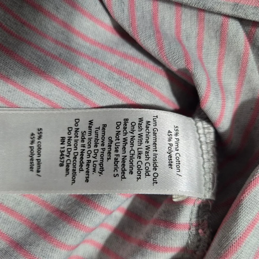 Men's Vineyard Vines Jim Nantz Polo Shirt Size L Gray & Pink Striped